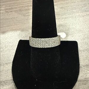 Elegant Silver CZ Women's Ring Band